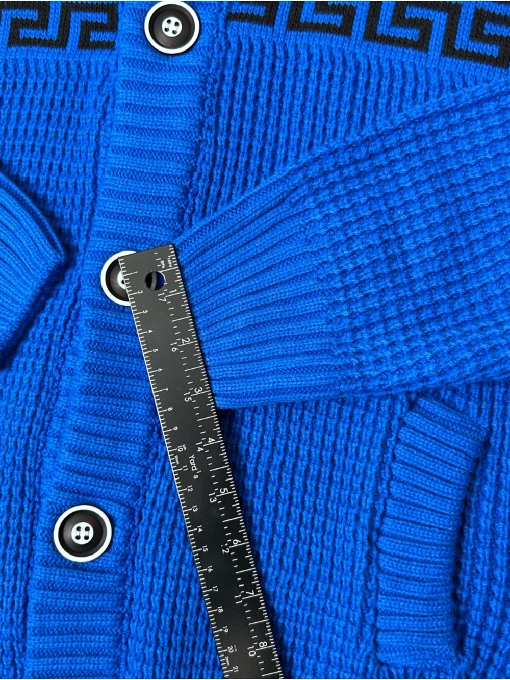 Suslo Couture Sweater Cardigan Italian Baroque Black & Blue Men’s Size L Jacket - Picture 15 of 16